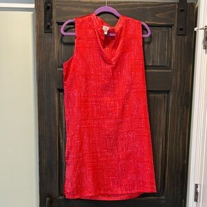 Natori red & pink Sleeveless Women's v neck dress